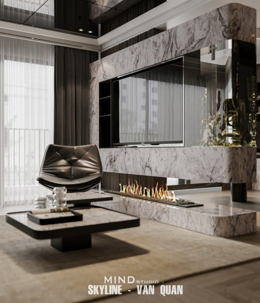 Trung Nghia - 3D Living Room - Kitchen Interior Model Download 