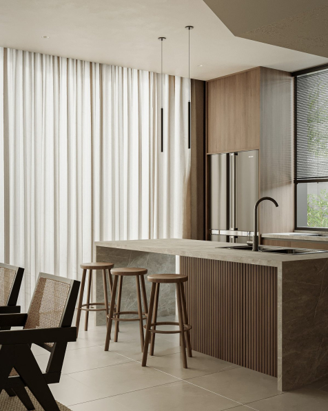 Kien Nguyen - 3D Living Room - Kitchen Interior Model Download