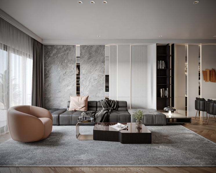 Pham Bao Toan - 3D Living Room - Kitchen Interior Model Download 