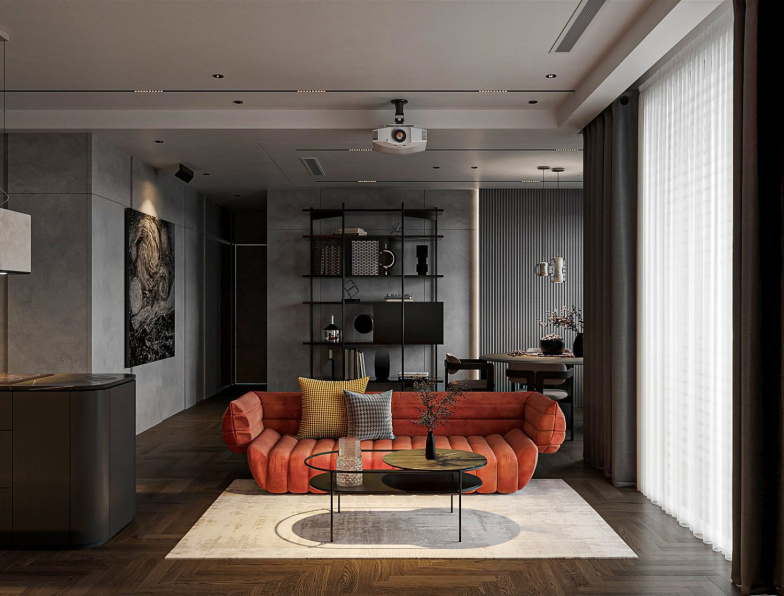 Duy Trinh - 3D Living Room - Kitchen Interior Model Download 