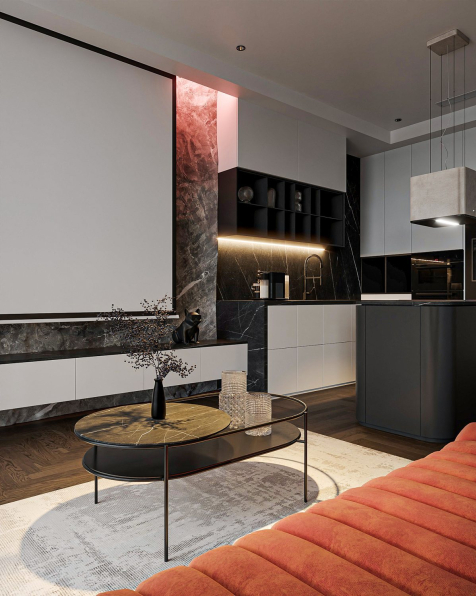 Duy Trinh - 3D Living Room - Kitchen Interior Model Download 