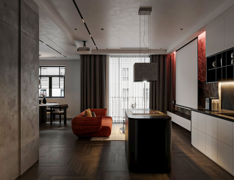 Duy Trinh - 3D Living Room - Kitchen Interior Model Download 