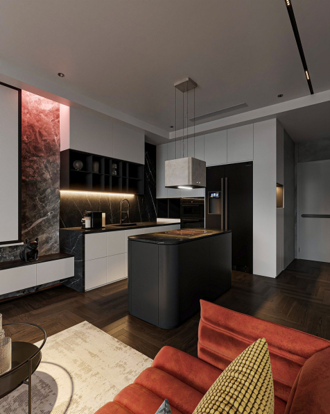 Duy Trinh - 3D Living Room - Kitchen Interior Model Download 