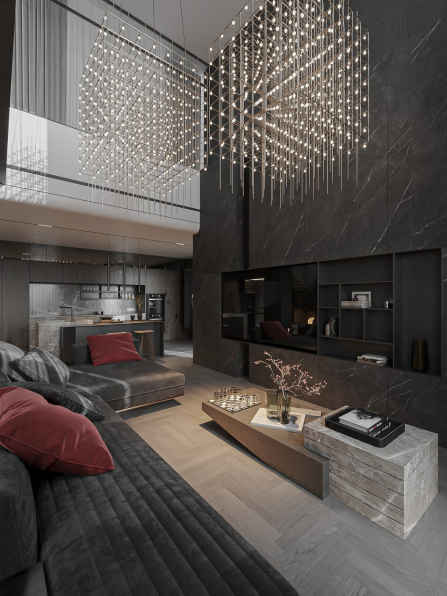 Quoc Quyen - 3D Living Room - Kitchen Interior Model Download 