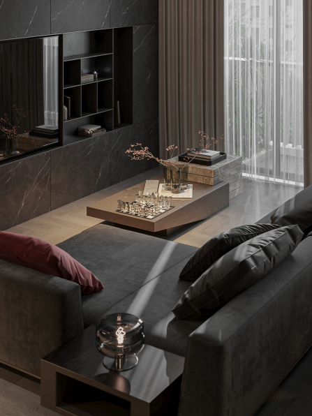 Quoc Quyen - 3D Living Room - Kitchen Interior Model Download 