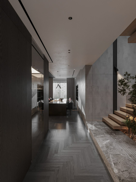 Quoc Quyen - 3D Living Room - Kitchen Interior Model Download 