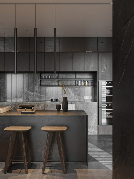 Quoc Quyen - 3D Living Room - Kitchen Interior Model Download 