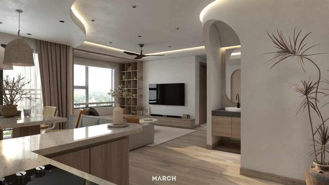 Luong Thuy - 3D Living Room - Kitchen Interior Model Download