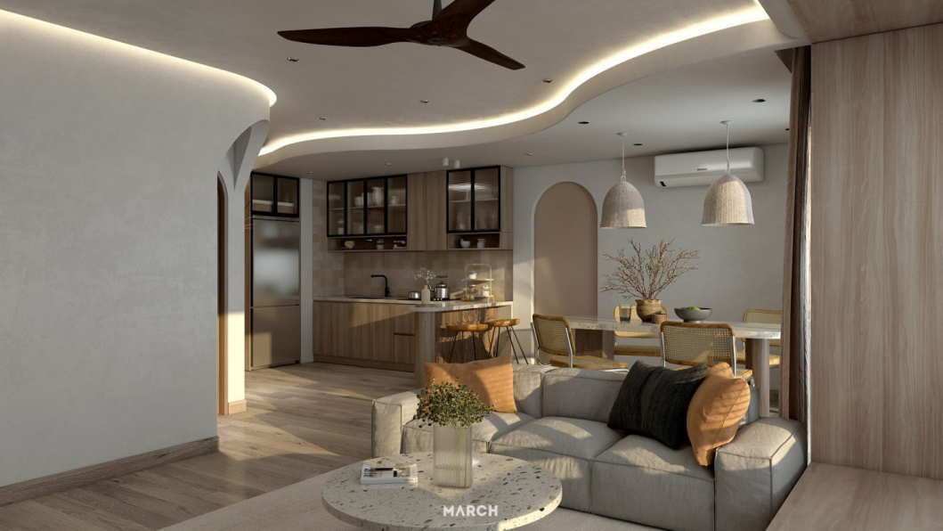 Luong Thuy - 3D Living Room - Kitchen Interior Model Download
