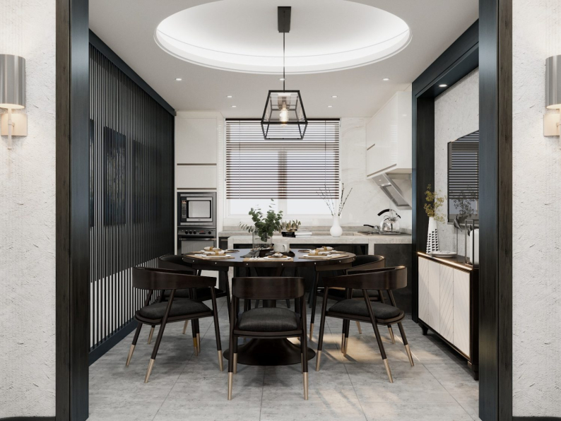  3D Living Room - Kitchen Interior Model Download