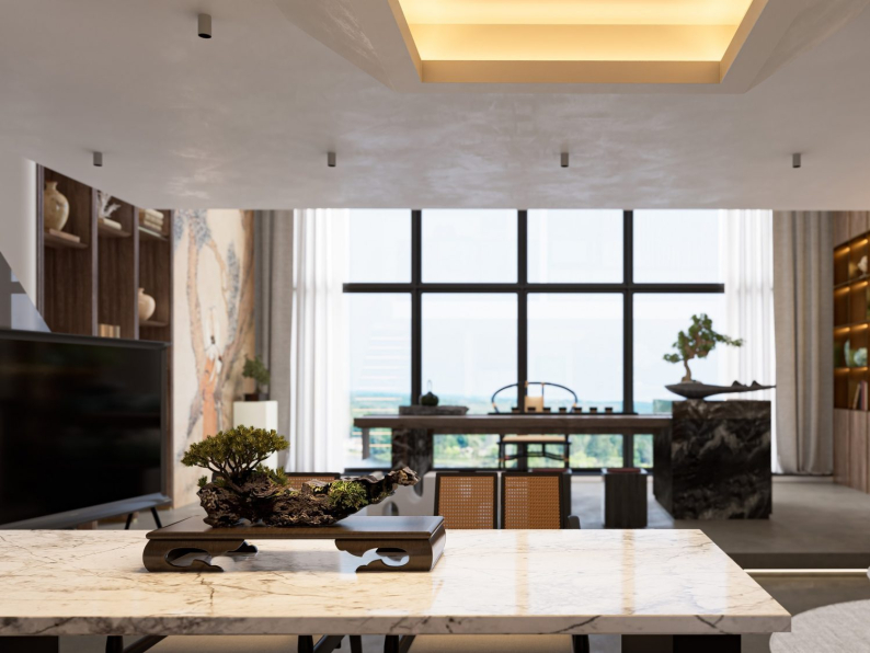 3D Living Room - Kitchen Interior Model Download