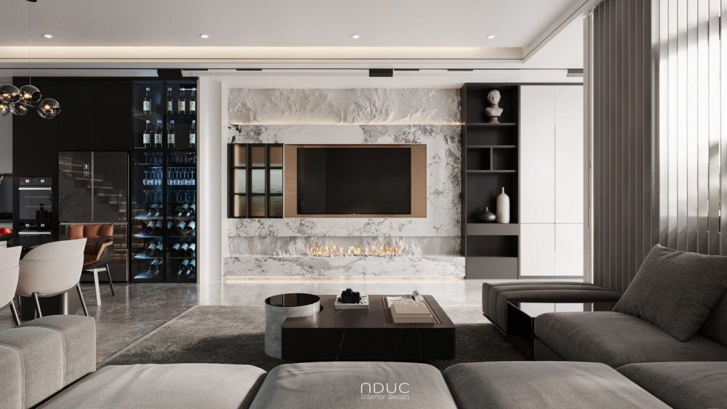 Nguyen Ngoc Duc - 3D Living Room - Kitchen Interior Model Download 