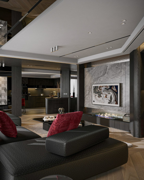  Hoang Tuan Anh - 3D Living Room – Kitchen Interior Model Download 