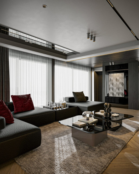  Hoang Tuan Anh - 3D Living Room – Kitchen Interior Model Download 