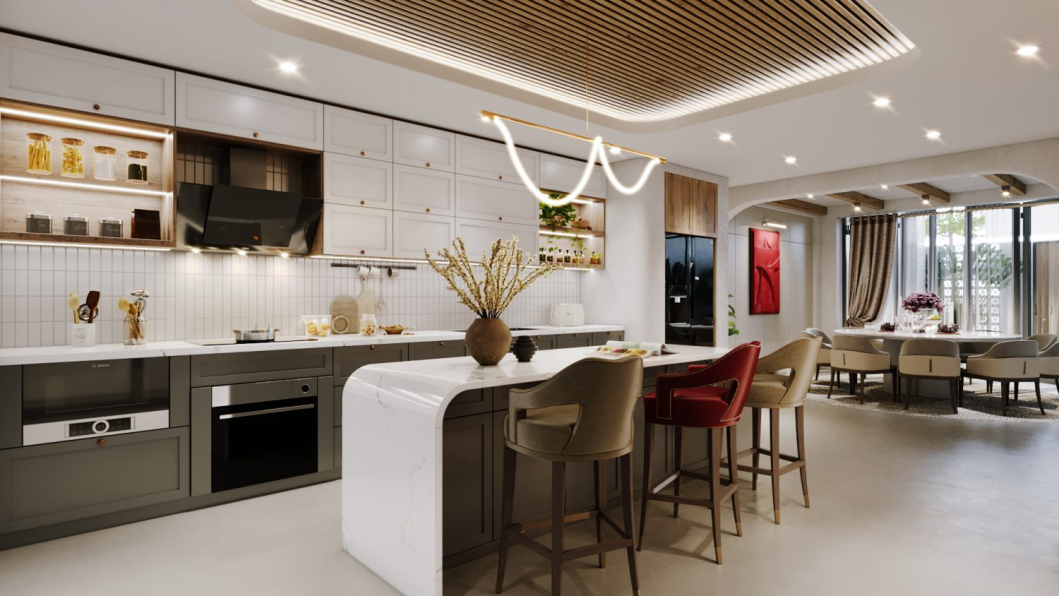 Phong Nguyen -3D Living Room – Kitchen Interior Model Download 