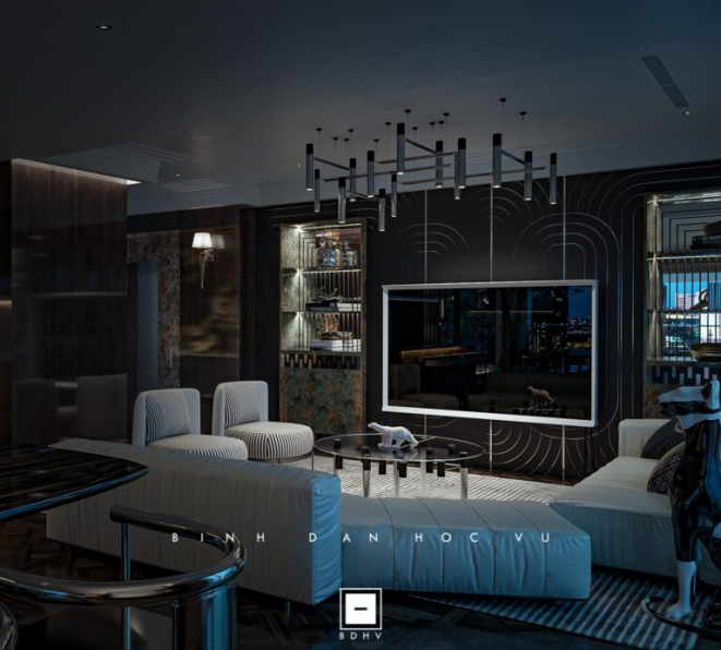 Nguyen Hai Long - Free 3D Living Room- Kitchen Interior Model Download 