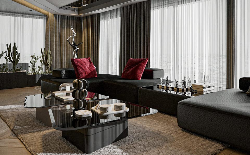  Hoang Tuan Anh - 3D Living Room – Kitchen Interior Model Download 