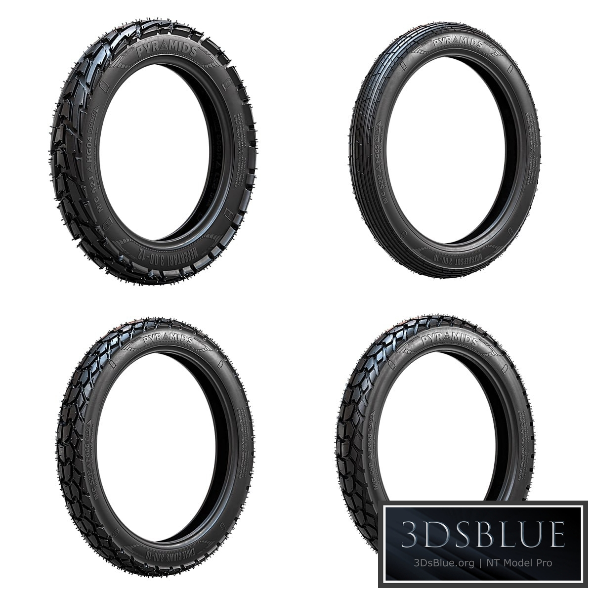 Bike tire tread Pyramids set 1