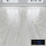 Parquet Oak white, 3 types: herringbone, linear, chevron.