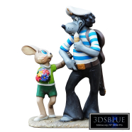 Sculpture of the characters Wolf and the Hare
