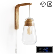 Glass and wood wall lamp NASOA