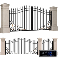Forged gates in a classic style.DUAL Entrance Driveway Fence Iron Gate set
