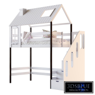 Childrens bed loft house Nordkapp - with ladder chest of drawers
