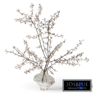 Flowering branches in a ribbed glass vase