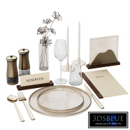 Restaurant Tableware. Beige and Gold