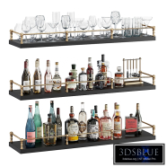 Bar shelves with bottles and glasses