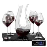 Crystal glass wine decanter with glasses