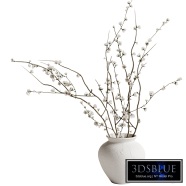 Vase with plum branches