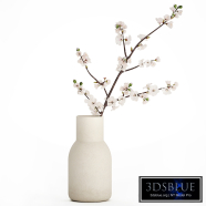 White bouquet of cherry blossom branches and sakura. Set 527.