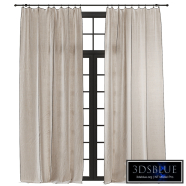 Linen curtains with black trim