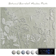 Botanical bas-relief gypsum wall decorative panel meadow plants