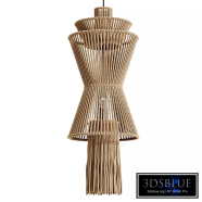 Hanging wicker lamp made of fringe threads 02