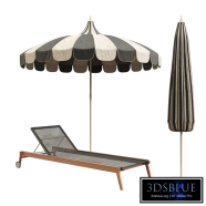 garden umbrella and sunbed