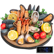 seafood plate of langoustines oysters and mussels