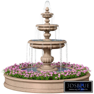 Classic garden travertine outdoor Fountain with flower bed