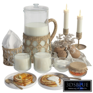 Jug milk honey breakfast candles cups