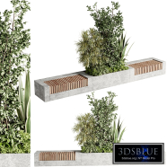 Urban Environment - Urban Furniture Bench with Plants Set 60