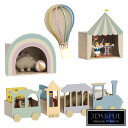 Set of shelves for kids' rooms