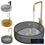Diamond-shaped crystal glass sink