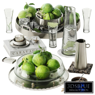 Decorative set lime, bowls, decanter, candle stv016