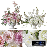 Flower Set 140 white and pink medium size bouquets
