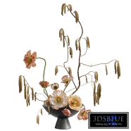 A bouquet of poppies and birch branches