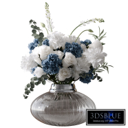 bouquet of white flowers & blue hydrangea set 64