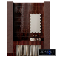 The vanity area is tiled with Zia Tile.