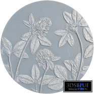Round Botanical bas-relief plaster stucco wall decorative panel dried flowers meadow plants