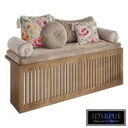 Window sill seat with a grid and cushions